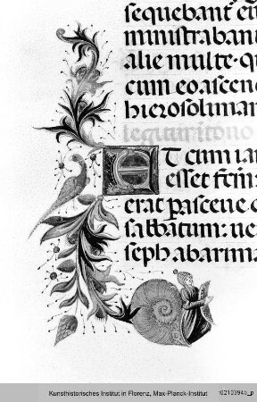 Missale Romanum : Textseite mit Randseitenverzierung und dem Zierbuchstaben E