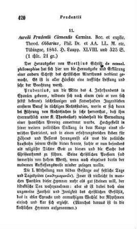 420-426 "Aurelii Prudentii Clementis Carmina" von Theodor Obbarius