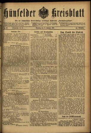 Ausgabe vom Dienstag, den 11. Februar 1919.