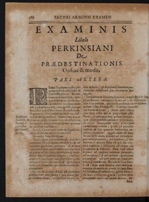 Examinis Libelli Perkinsiani De Praedestinationis Ordine & modo, Pars Altera.