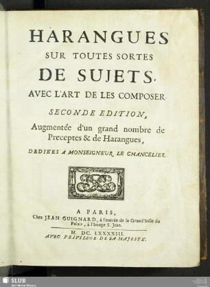 Harangues Sur Toutes Sortes De Sujets : Avec L'Art De Les Composer