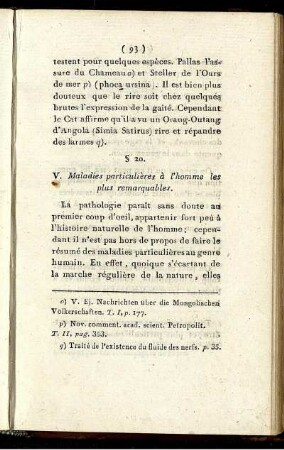 V. Maladies particulières à l'homme les plus remarquables