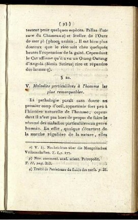 V. Maladies particulières à l'homme les plus remarquables
