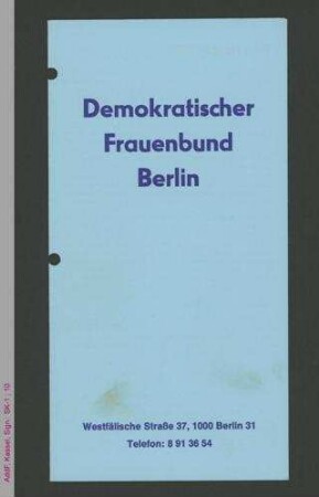 Faltblatt des Demokratischen Frauenbundes Berlin