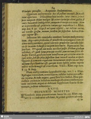 XXVII. Defensio Ministri