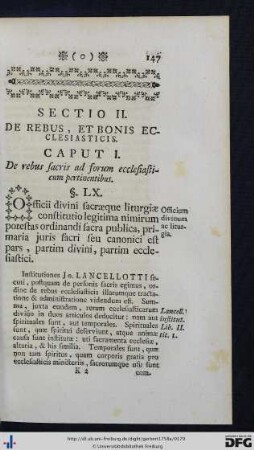 Sectio II De Rebus, Et Bonis Ecclesiasticis