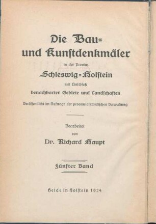 Bd. 5: Geschichte und Art der Baukunst im Herzogtum Schleswig : mit Einschluß benachbarter Gebiete und Landschaften