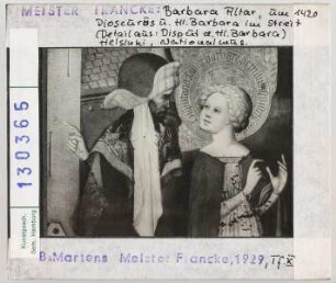 Meister Francke: Barbara-Altar, Disput der Hl. Barbara, Detail.Helsingfors (Helsinki), Museum