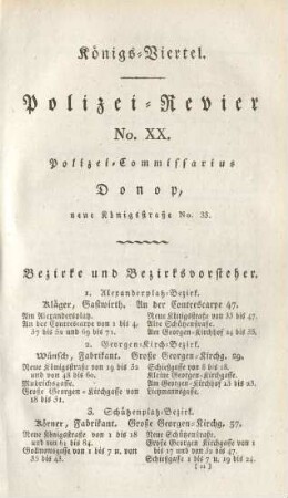 Königs-Viertel. Polizei-Revier No. XX