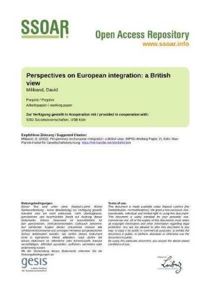 Perspectives on European integration: a British view