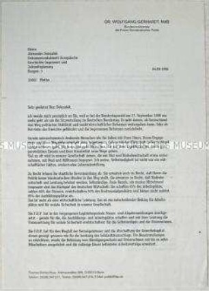 Rundschreiben des FDP-Vorsitzenden Gerhardt an ausgewählte Bürger zur Bundestagswahl 1998