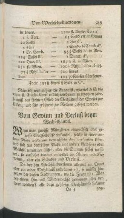 Vom Gewinn und Verlust beym Wechselhandel
