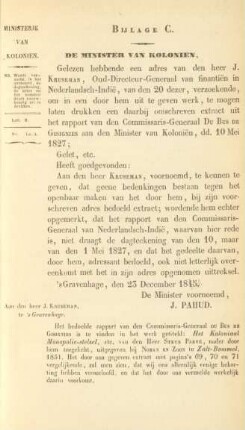 Bijlage C. De minister van kolonien