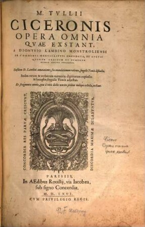 M. Tvllii Ciceronis Opera Omnia Qvae Exstant, 1