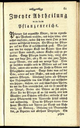 Zweyte Abtheilung von dem Pflanzenreiche.