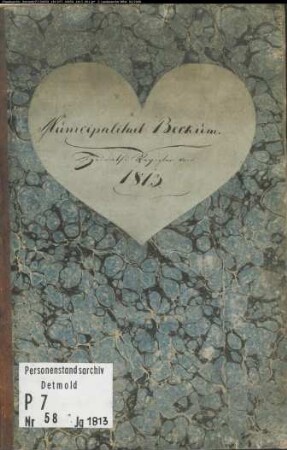 Zivilstandsregister der Munizipalität Beckum mit den Orten Beckum, Dolberg, Sünninghausen, Üntrop, Vellern (H 1813, Band 1). (Gemeinde: Beckum, Kreis Beckum)
