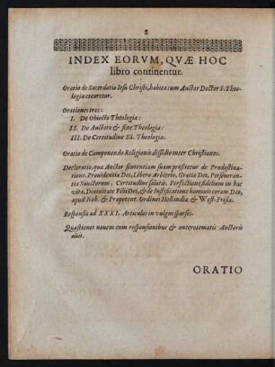 Index Eorvm, Qvae Hoc libro continentur.