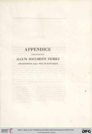Appendice contenente alcuni documenti storici appartenenti alla vita di Raffaello