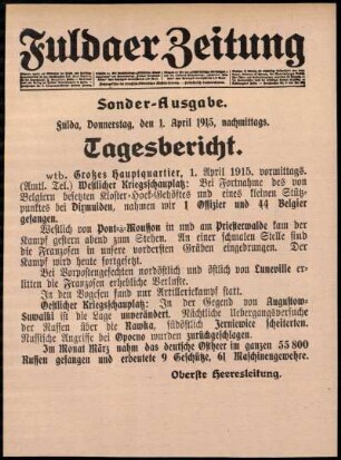Ausgabe vom Donnerstag, den 01. April 1915.
