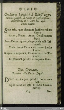 Sim. Grunaeus, Superint. olim Ducat Lignic.
