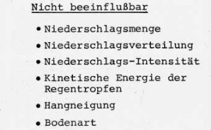 Erosionsfaktoren - nicht beeinflussbar