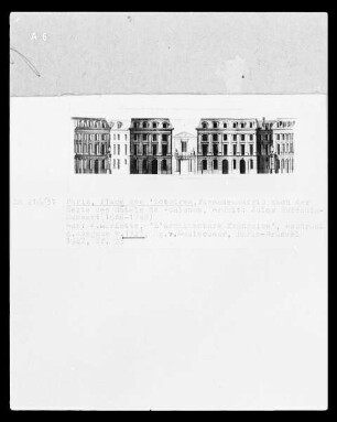 Paris, Fassadenaufriss nach der Seite des Hôtel de Toulouse, place de Victoire