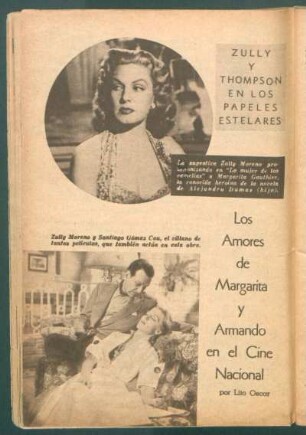 Los amores de Margarita y Armando en el Cine nacional : Zully y Thompson en los papeles estelares