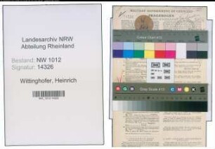 Entnazifizierung Heinrich Wittinghofer , geb. 03.05.1900 (Baecker)