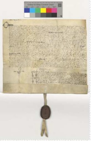 Otto Hermanni transsumiert die Präsentationsurkunde und nimmt die entsprechende Investitur vor, für die erste Vikarie am Hochaltar der Hl. Geist Kapelle am Neumarkt [lat].