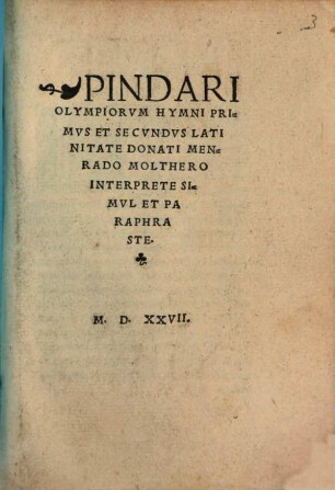 Pindari Olympiorum hymni 1 et 2