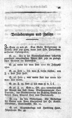 Veränderungen und Zusätze