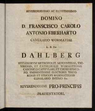 1-2, Reverendissimo Ad Illustrissimo Domino ...
