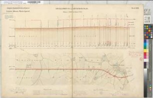 Bahnlinie Münster-Rheda-Lippstadt: Nivellements- und Situationsplan, Blatt 22: km 43,000 bis km 45,000, M. 1:2.500 und M. 1:250 Vp.: Hannover, Münster