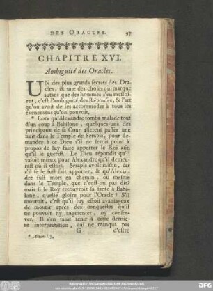 Chapitre XVI. Ambiguité des Oracles.