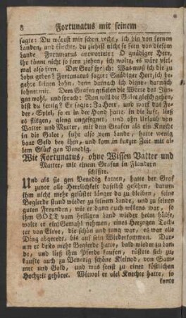 Wie Fortunatus ... mit einem Grafen in Flandern schiffte.