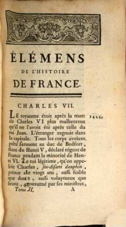 Élémens de l'histoire de France : depuis Clovis jusqu'à Louis XV, 2