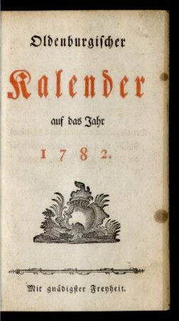 1782: Oldenburgischer Kalender
