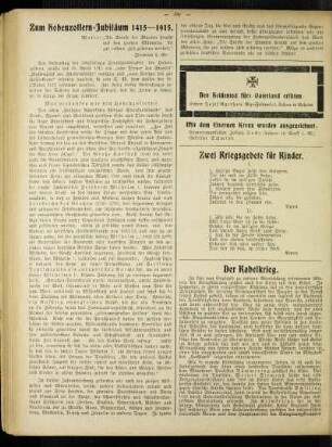 Zum Hohenzollern-Jubiläum 1415-1915
