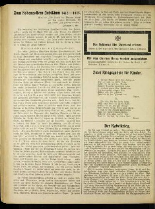 Zum Hohenzollern-Jubiläum 1415-1915