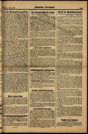 Zweite Ausgabe vom Montag, den 08. Januar 1940.
