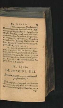 III. Locus. De Imagine Dei.