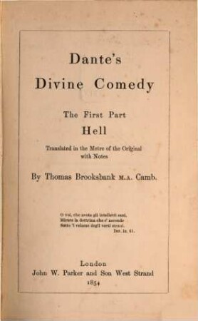 Divine comedy : Translated in the original ternary rhyme by C. B. Cayley, 5