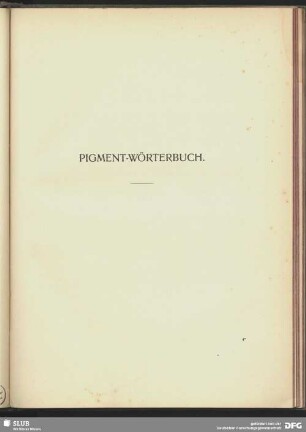 Pigment-Wörterbuch.