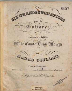 Six grandes variations pour la guitarre : oeuvre 112