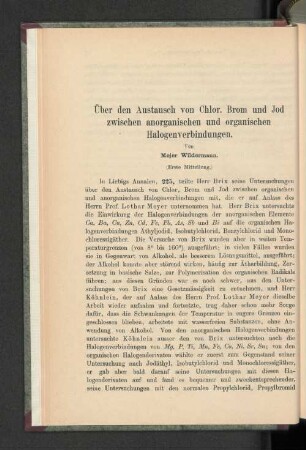 Über den Austausch von Chlor, Brom und Jod zwischen anorganischen und organischen Halogenverbindungen.