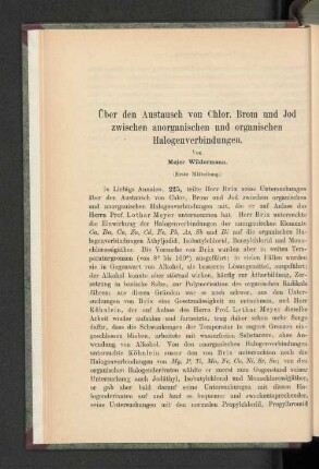 Über den Austausch von Chlor, Brom und Jod zwischen anorganischen und organischen Halogenverbindungen.