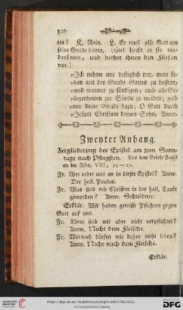 Zweyter Anhang. Zergliederung der Epistel am 8ten Sonntage nach Pfingsten