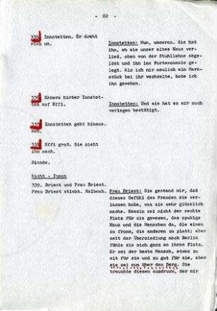 Seite aus einem Arbeitsdrehbuch. Seite 82