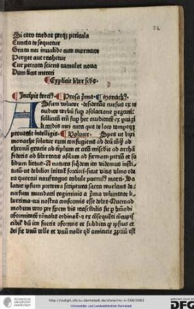 Incipit tertius [liber]. Prosa prima.