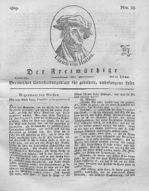 Nro. 38., Donnerstag, den 23. Februar 1809